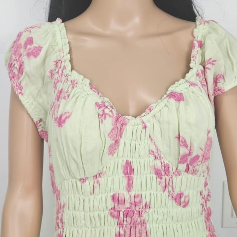 Free People Cream and Pink Sundress with Sweetheart Neckline Size M - Picture 9 of 14